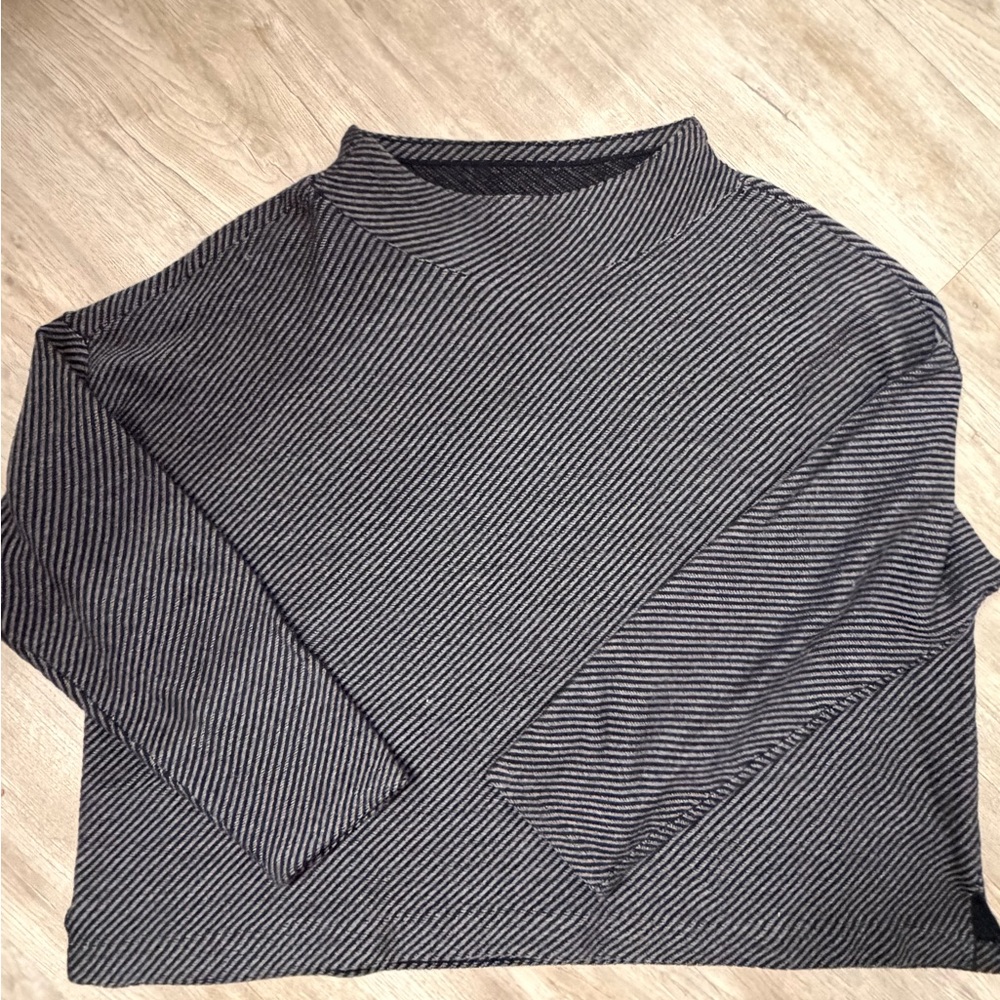 Eileen Fisher Black and White Striped Turtleneck Sweater
